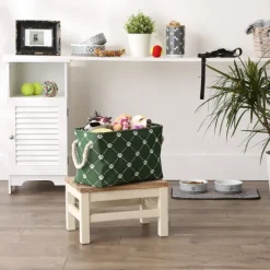 Baskets & Boxes-Kirkland's Home Hunter Trellis Paw Print Storage Basket, 14 In. Green