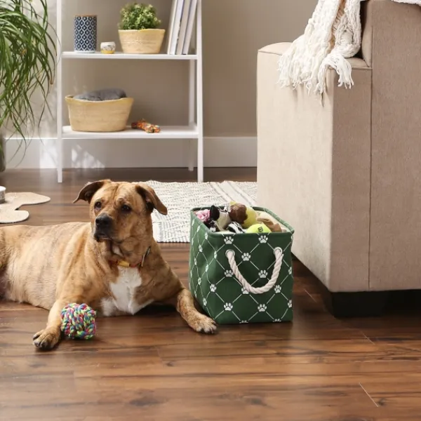 Baskets & Boxes-Kirkland's Home Hunter Trellis Paw Print Storage Basket, 14 In. Green