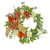 Wreaths-Kirkland's Home Hydrangeas And Roses Harvest Wreath Orange/Green