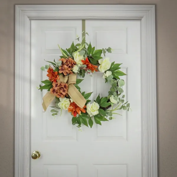 Wreaths-Kirkland's Home Hydrangeas And Roses Harvest Wreath Orange/Green
