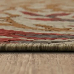 Outdoor Rugs-Kirkland's Home Ikat Coral Sunset Outdoor Area Rug, 5X7 Red/Gray/Yellow