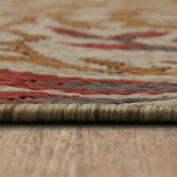 Outdoor Rugs-Kirkland's Home Ikat Coral Sunset Outdoor Area Rug, 5X7 Red/Gray/Yellow