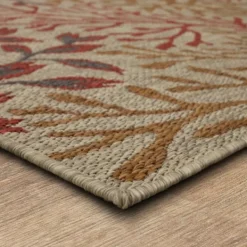 Outdoor Rugs-Kirkland's Home Ikat Coral Sunset Outdoor Area Rug, 5X7 Red/Gray/Yellow