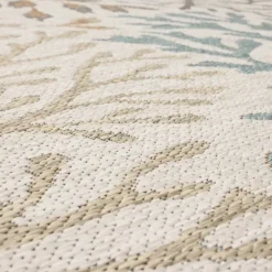 Outdoor Rugs-Kirkland's Home Ikat Coral White Sand Outdoor Area Rug, 5X7 White/Tan/Blue