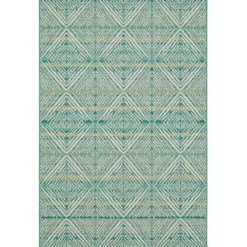 Outdoor Rugs-Kirkland's Home Ikat Diamond Green Outdoor Area Rug, 5X7 Green/White/Yellow