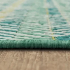 Outdoor Rugs-Kirkland's Home Ikat Diamond Green Outdoor Area Rug, 5X7 Green/White/Yellow