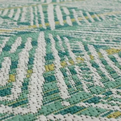 Outdoor Rugs-Kirkland's Home Ikat Diamond Green Outdoor Area Rug, 5X7 Green/White/Yellow