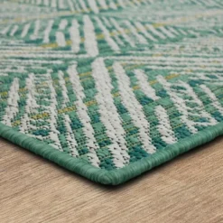 Outdoor Rugs-Kirkland's Home Ikat Diamond Green Outdoor Area Rug, 5X7 Green/White/Yellow