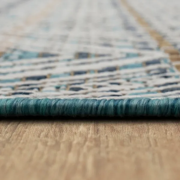 Outdoor Rugs-Kirkland's Home Ikat Diamond Indigo Outdoor Area Rug, 5X7 Blue/White/Tan