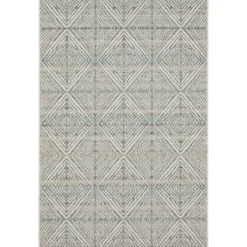 Outdoor Rugs-Kirkland's Home Ikat Diamond Light Outdoor Area Rug, 5X7 White/Gray/Blue