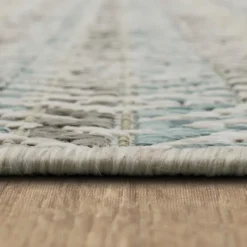 Outdoor Rugs-Kirkland's Home Ikat Diamond Light Outdoor Area Rug, 5X7 White/Gray/Blue
