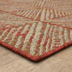 Outdoor Rugs-Kirkland's Home Ikat Diamond Sunset Outdoor Area Rug, 5X7 Red/Yellow/White
