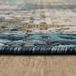 Outdoor Rugs-Kirkland's Home Ikat Scrolling Indigo Outdoor Area Rug, 5X7 White/Blue/Yellow