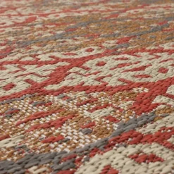 Outdoor Rugs-Kirkland's Home Ikat Scrolling Sunset Outdoor Area Rug, 5X7 Red/Gray/Yellow