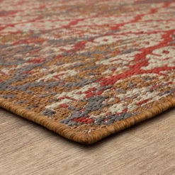 Outdoor Rugs-Kirkland's Home Ikat Scrolling Sunset Outdoor Area Rug, 5X7 Red/Gray/Yellow