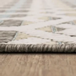 Outdoor Rugs-Kirkland's Home Ikat Vibrant Tan Outdoor Area Rug, 5X7 Tan/Blue/Gray