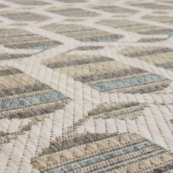 Outdoor Rugs-Kirkland's Home Ikat Vibrant Tan Outdoor Area Rug, 5X7 Tan/Blue/Gray