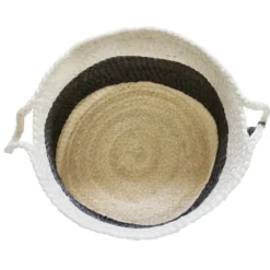 Baskets & Boxes-Kirkland's Home Indigo Bold Striped Jute Basket, 17 In. Blue/Ivory