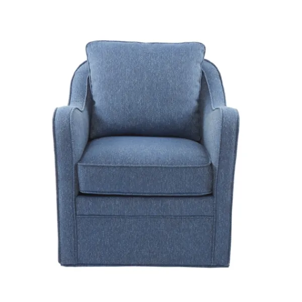 Accent Chairs-Kirkland's Home Indigo Curved Arm Swivel Accent Chair Blue