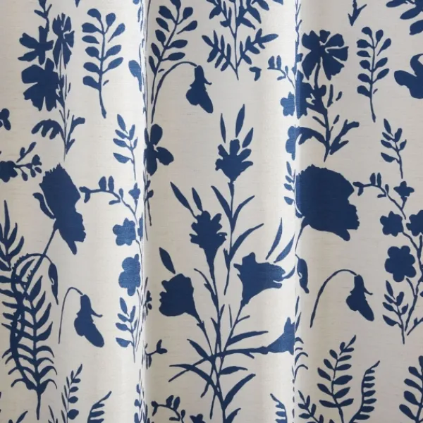 Curtains & Drapes-Kirkland's Home Indigo Floral 2-Pc. Curtain Panel Set, 84 In. Blue/White
