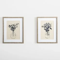 Framed Art-Kirkland's Home Indigo Floral Vase Ii Framed Art Print Blue