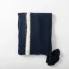 Blankets & Throws-Kirkland's Home Indigo Throw Blanket With Tufted White Stripes Blue