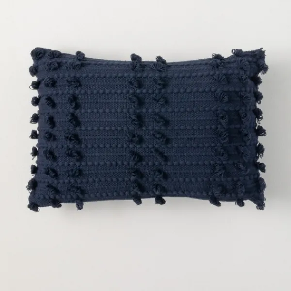 Pillows-Kirkland's Home Indigo Woven Lumbar Pillow Blue