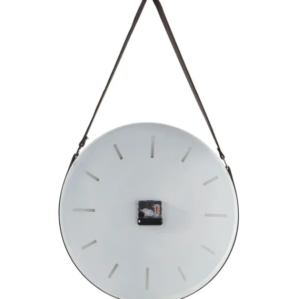 Clocks-Kirkland's Home Industrial Leather Strap Hanging Wall Clock White