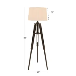 Floor Lamps-Kirkland's Home Industrial Tripod Wooden Floor Lamp Ivory