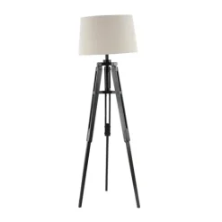 Floor Lamps-Kirkland's Home Industrial Tripod Wooden Floor Lamp Ivory