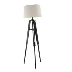 Floor Lamps-Kirkland's Home Industrial Tripod Wooden Floor Lamp Ivory