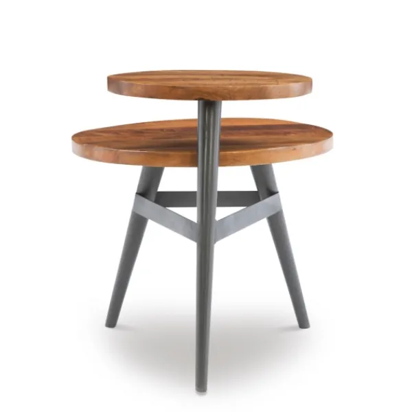Accent & End Tables-Kirkland's Home Industrial Two-Tiered Gunmetal Accent Table Brown