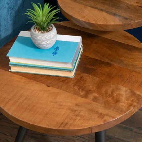 Accent & End Tables-Kirkland's Home Industrial Two-Tiered Gunmetal Accent Table Brown