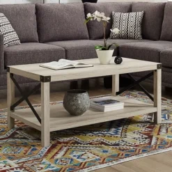 Coffee Tables-Kirkland's Home Industrial X-Frame Coffee Table White