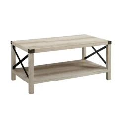 Coffee Tables-Kirkland's Home Industrial X-Frame Coffee Table White