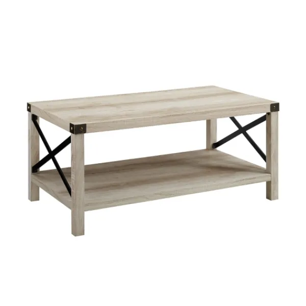 Coffee Tables-Kirkland's Home Industrial X-Frame Coffee Table White