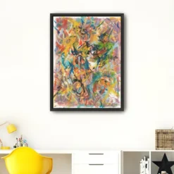 Framed Art-Kirkland's Home Inside Out No. 2 Framed Giclee Canvas Art Print Yellow/Blue/Multi