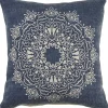 Pillows-Kirkland's Home Intricate Medallion Navy And Cream Pillow Blue/White