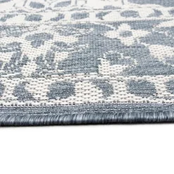 Outdoor Rugs-Kirkland's Home Irene Blue Daffodil Outdoor Area Rug, 7X9 Blue/White