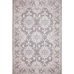 Outdoor Rugs-Kirkland's Home Irene Gray Daffodil Outdoor Area Rug, 6X9 Gray/White