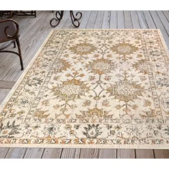 Outdoor Rugs-Kirkland's Home Irene Yellow Daffodil Outdoor Area Rug, 6X9 Ivory/Yellow