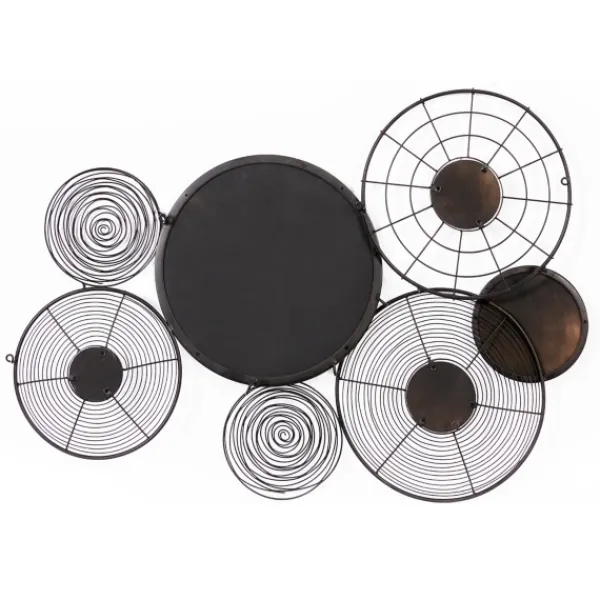 Wall Plaques-Kirkland's Home Iron And Wood Layered Plates Wall Plaque Black