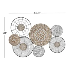 Wall Plaques-Kirkland's Home Iron And Wood Layered Plates Wall Plaque Black
