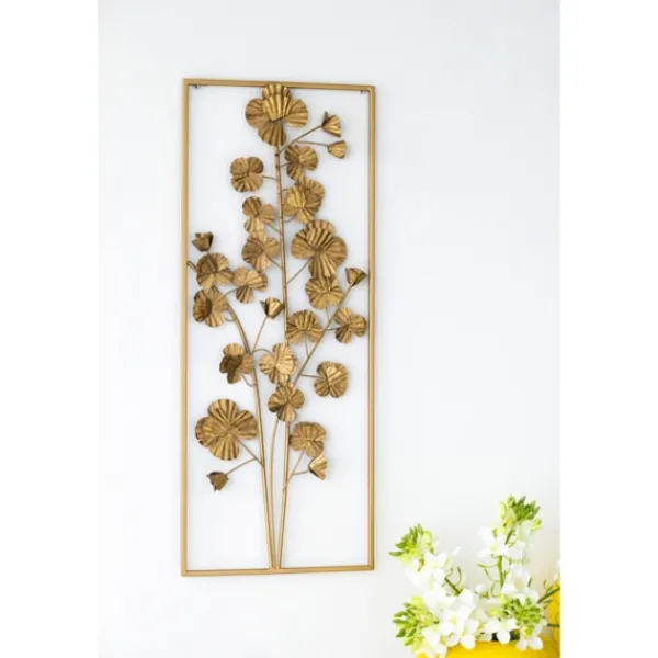 Wall Plaques-Kirkland's Home Iron Flowers Wall Plaque Gold