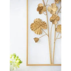 Wall Plaques-Kirkland's Home Iron Flowers Wall Plaque Gold