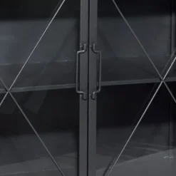 Cabinets & Sideboards-Kirkland's Home Iron X-Panel Cabinet Black