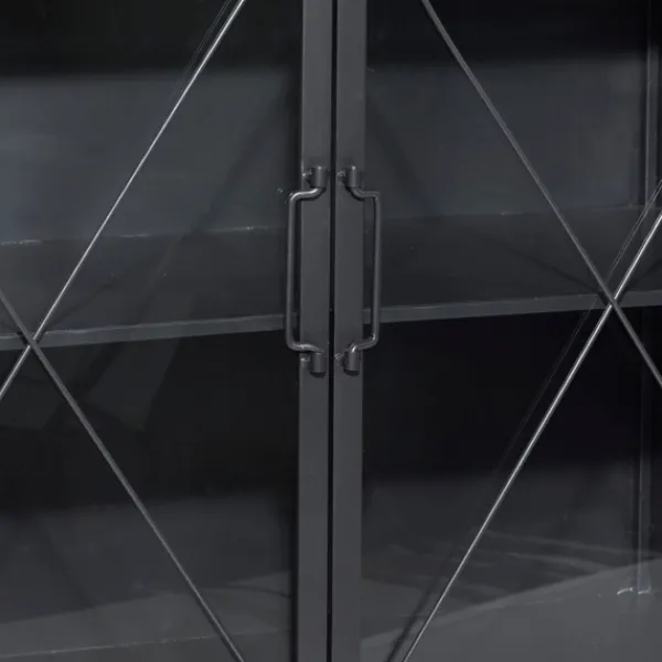 Cabinets & Sideboards-Kirkland's Home Iron X-Panel Cabinet Black