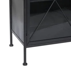 Cabinets & Sideboards-Kirkland's Home Iron X-Panel Cabinet Black
