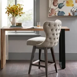 Bar Stools & Counter Height Stools-Kirkland's Home Ivey High Wingback Swivel Counter Stool Brown