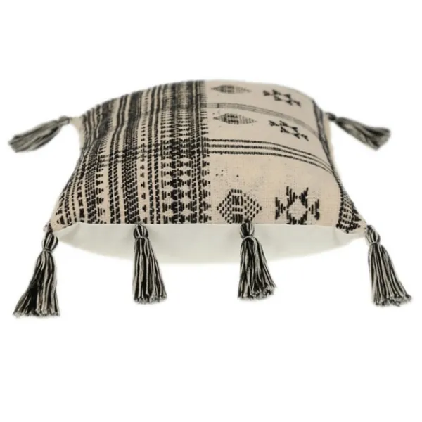 Pillows-Kirkland's Home Ivory And Black Boho Stripes Lumbar Pillow Ivory/Black